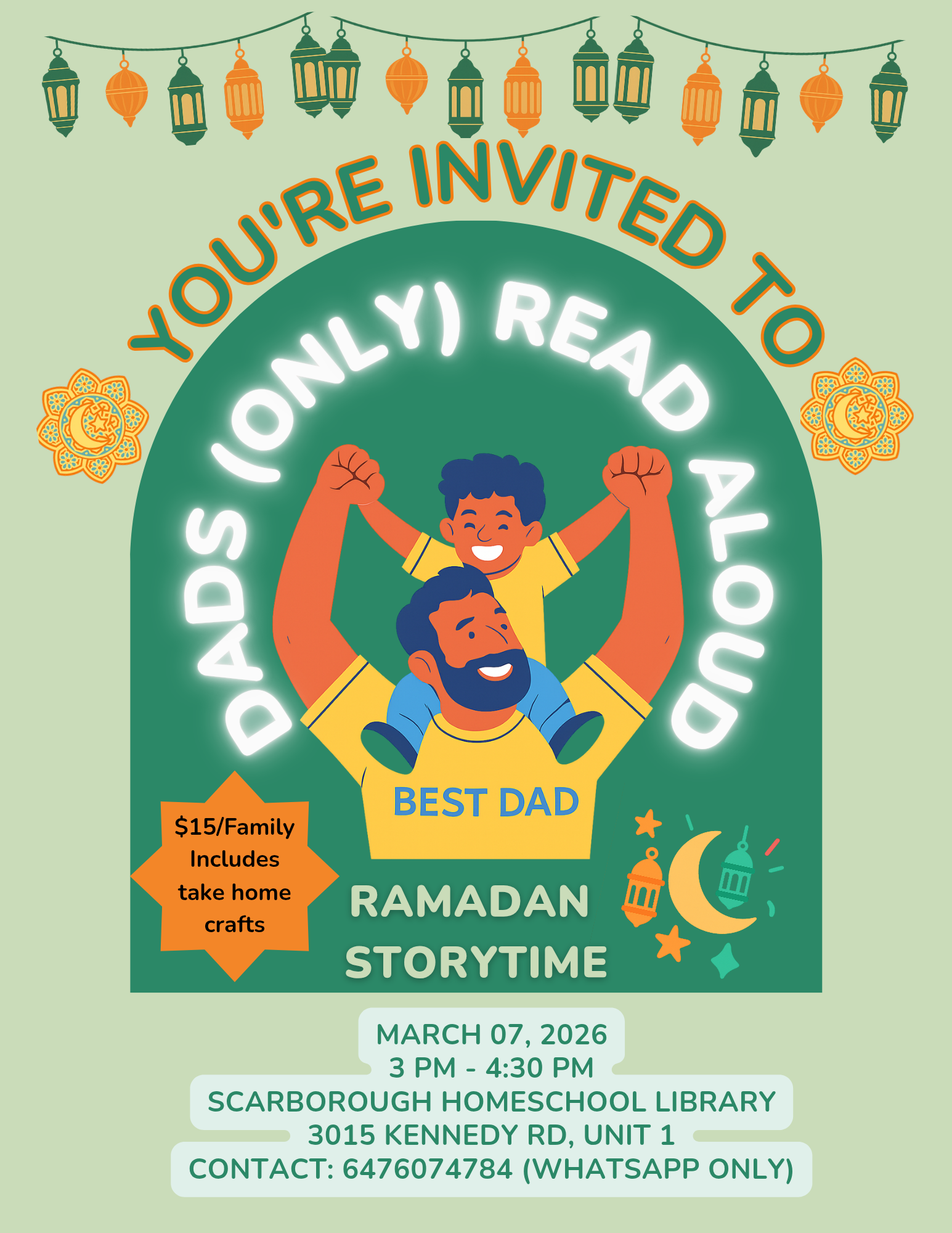 Flyer for Ramadan storytime with dads